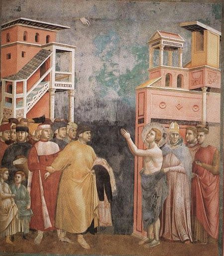 Giotto - Sf. Francisc renunțând la bunurile pământești (sursa)